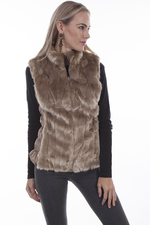 (image for) Faux fur vest with stand up collar